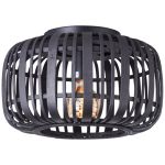 Brilliant Boisrow Plafonnier Métal Bambou Noir Bois | 320mm - Convient pour 1x E27