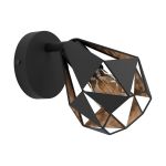 Eglo Applique Murale Carlton 7 Acier Noir Cuivre | IP20 - Convient pour 1x E27